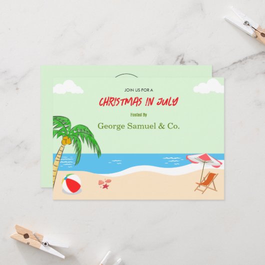 Zee Side Christmas in juli Aangepaste naam Log & t Kaart (Voorkant / Achterkant in situ)
