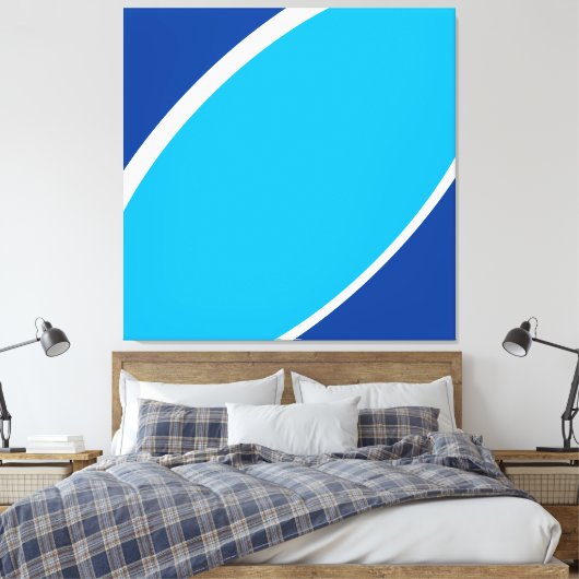 Zee Sky. Abstracte tweekleurige blauw wit vet curv Canvas Afdruk (Insitu (Slaapkamer))