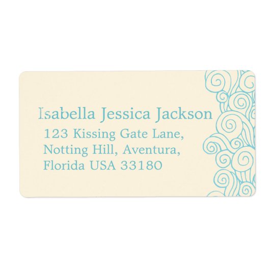Zee Star & Swirls Cream Bruiloft Retourantwoordlab Etiket (Voorkant)