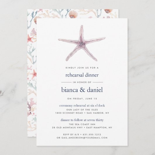 Zee Star | Uitnodiging voor een repetitiediner (Voorkant / Achterkant)