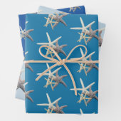 Zee Stars Blauwe Schaduwen Inpakpapier Vel (In situ)