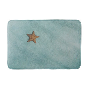 Zee ster in het zand, sterren, blauw groen badmat