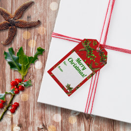 Zee sterren Holly Red Beach Kerstmis Cadeaulabel