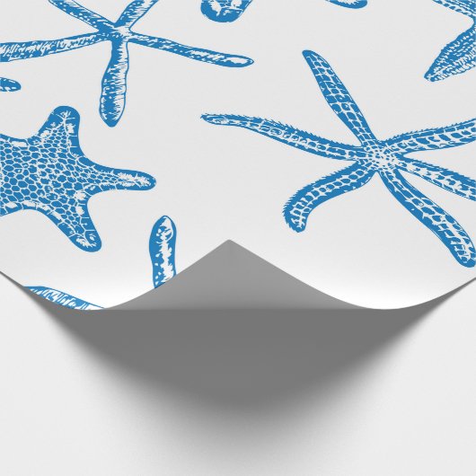 Zee sterren in blauw cadeaupapier (Hoek)