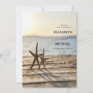 Zee sterren Sand Beach Script Wedding Kaart