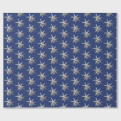 Zee sterren Sand Dollars Navy Blue Cadeaupapier (Vlak)