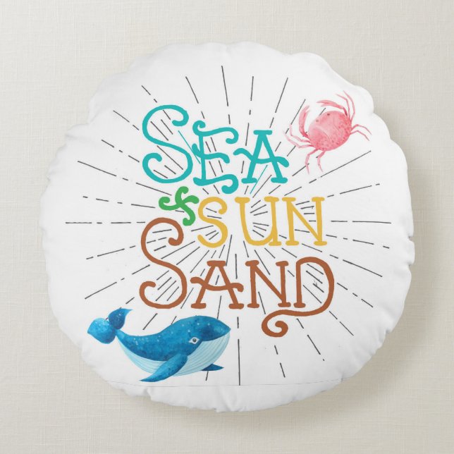Zee Sun Sand Rond Kussen (Voorkant)