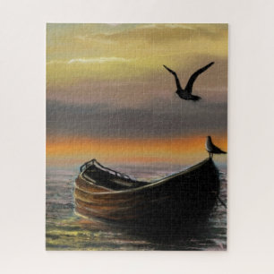 Zee Sunset Boat and Seagull Puzzle Gift Legpuzzel