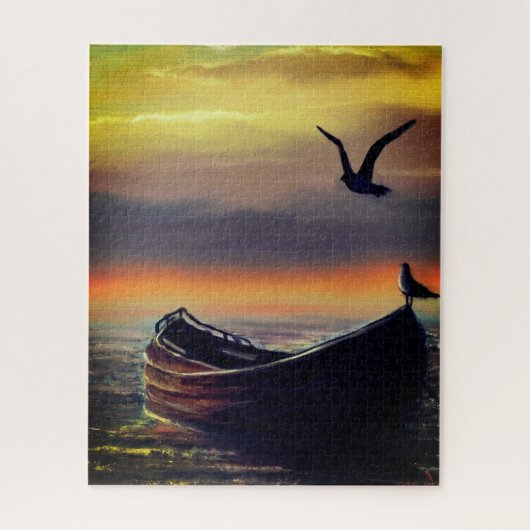 Zee Sunset Boat Puzzel (Verticaal)