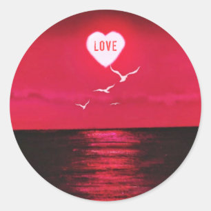 Zee Sunset Love Sticker - Romantic Heart - Red