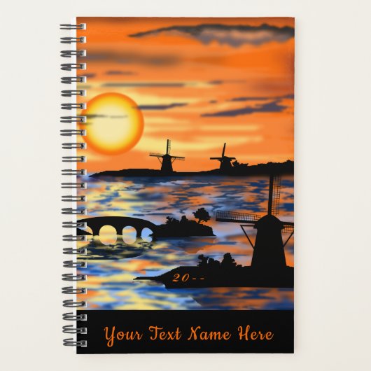 Zee Sunset Planner Aangepaste tekst en jaar (Voorkant)