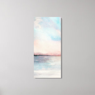 Zee Sunset Triptych - Pastel Waterverven Canvas Afdruk