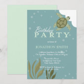 Zee Thema Birthday Party Invitation Kaart (Voorkant / Achterkant)