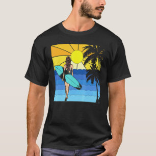 Zee Tropical Beach Surfboard Waves Surfer Sunset S T-shirt