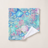 Zee Tuin Blauw Vis School Custom Kleur Bad Handdoek (Wasdoekje)