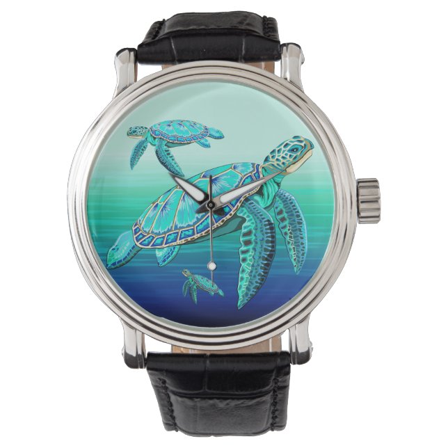 Zee Turquoise Oceanlife Horloge (Voorkant)