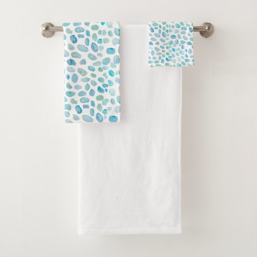 Zee Turquoise Patroon Strand Badhanddoek Set Bad Handdoek (Insitu)