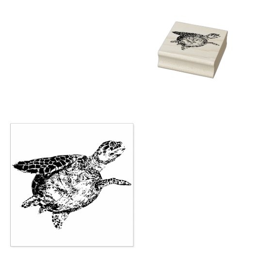 Zee Turtle 2 Rubberstempel (Gestempeld)
