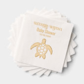 Zee Turtle #5 Baby shower Feest Naam Datum Folie Servetten (Insitu (Gestapeld))