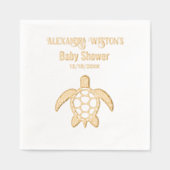 Zee Turtle #5 Baby shower Feest Naam Datum Folie Servetten (Voorkant)