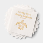 Zee Turtle #5 Verjaardagsfeest Naam Datum Folie Servetten (Insitu (Gestapeld))