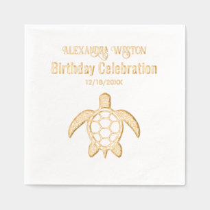 Zee Turtle #5 Verjaardagsfeest Naam Datum Folie Servetten