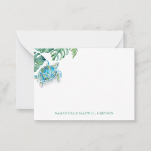 Zee Turtle - Aangepaste Waterverf Notitiekaartje