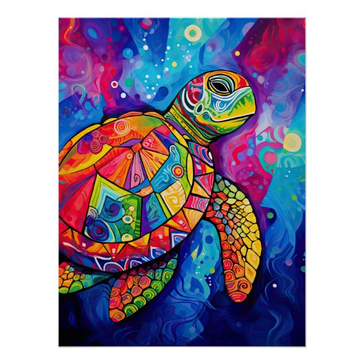 Zee Turtle Abstract Earth Day Ocean Beach Natuur Perfect Poster (Voorkant)