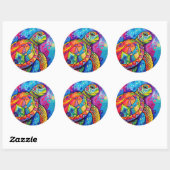 Zee Turtle Abstract Ocean Beach Earth Day Ronde Sticker (Vel)