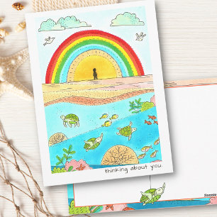Zee Turtle Adventure Happy Place denkt over jou Briefkaart