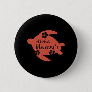 Zee Turtle Aloha Hawaii Hibiscus Oranje afbeelding Ronde Button 5,7 Cm