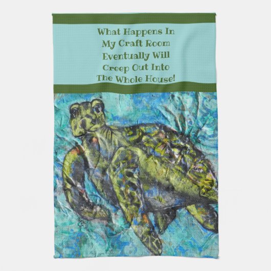 Zee Turtle Art and Crafter's Theedoek (Verticaal)