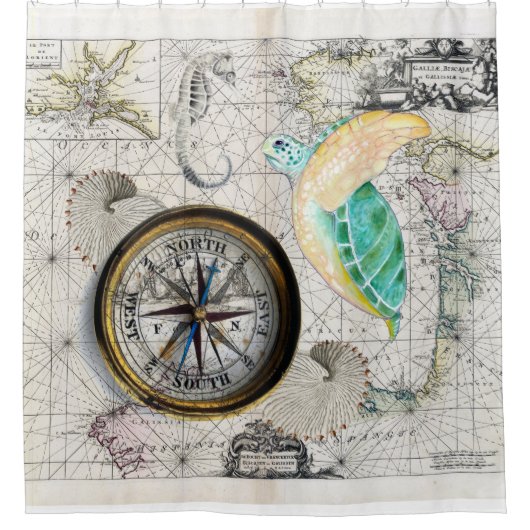 Zee Turtle Atlas Douchegordijn (Voorkant)