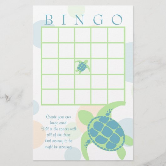 Zee Turtle Baby shower Bingo (Voorkant)