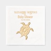 Zee Turtle Baby shower Celebration Naam Datum Folie Servetten (Voorkant)