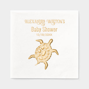 Zee Turtle Baby shower Celebration Naam Datum Folie Servetten