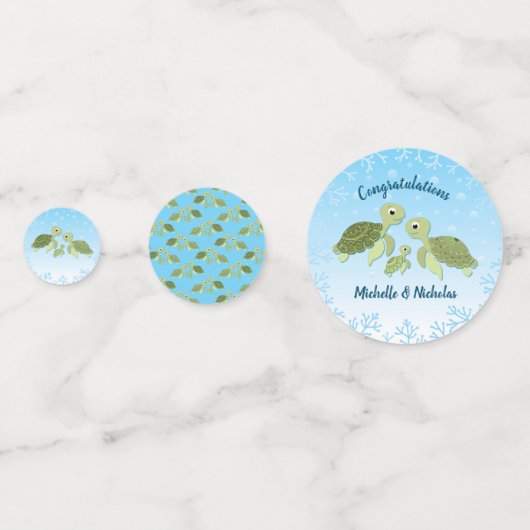 Zee Turtle Baby shower Co-Ed Gender Neutral Confetti (Voorkanten)