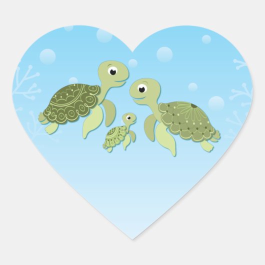 Zee Turtle Baby shower Co-Ed Gender Neutral Hart Sticker (Voorkant)