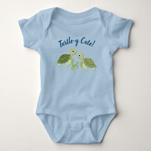 Zee Turtle Baby shower Co-Ed Gender Neutral Romper (Voorkant)