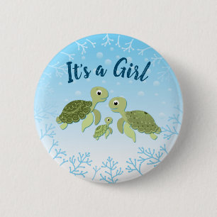 Zee Turtle Baby shower Co-Ed Gender Neutral Ronde Button 5,7 Cm