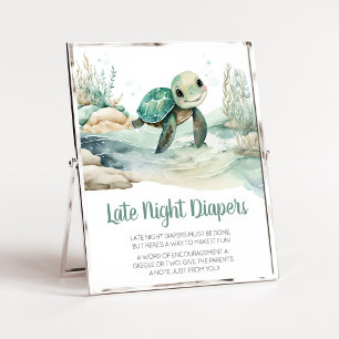 Zee Turtle Baby shower Late Night Luiers Poster