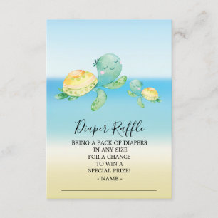 Zee Turtle Baby shower Luier Raffle Ticket Informatiekaartje