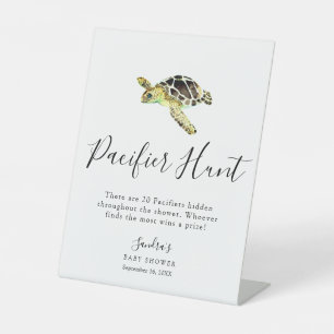 Zee Turtle Baby shower Pacifier Hunt spel Minimal Reclamebord Met Voetstuk