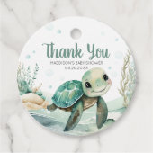 Zee Turtle Baby shower Ronde Bedankjes Labels (Voorkant)