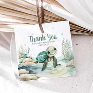 Zee Turtle Baby shower Square Bedankjes Labels