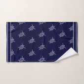 Zee Turtle Bathroom Navy Blue en White Bath Towel Bad Handdoek (Handdoek)
