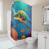 Zee Turtle Beach House Ocean Marine Life Animals Douchegordijn (In situ)