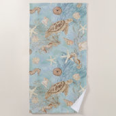 Zee Turtle Beach Ocean Seahorse schelpen Zeester Strandlaken (Voorkant)