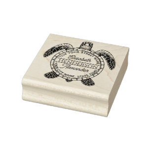 Zee Turtle Belly Uitzicht Naam Retouradres Rubberstempel
