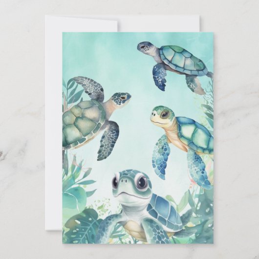 Zee Turtle Birthday Kaart (Achterkant)